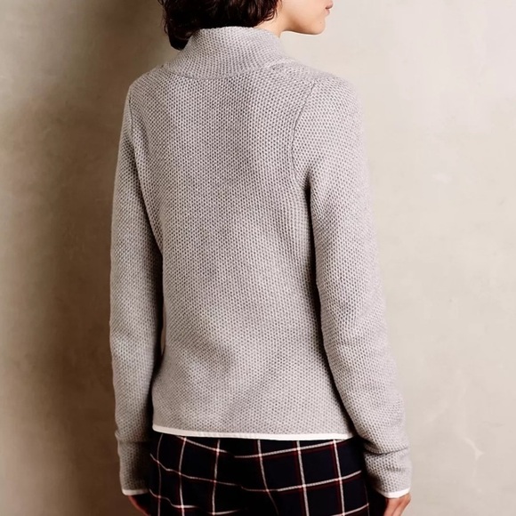 Moth Blakely Gray Floral One Button Knit Cardigan Blazer Jacket Anthropologie - Picture 12 of 13